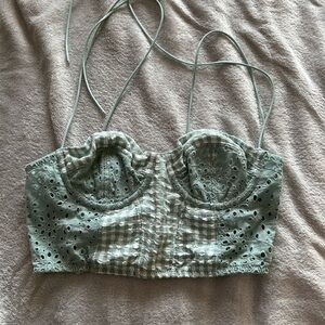 Cute teal UO gingham cropped top